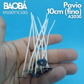 Pavio para vela Artesanal FINO - 10cm - Pacote 10 Unidades